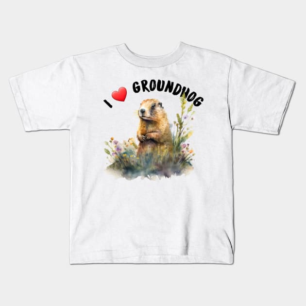 I love groundhog Kids T-Shirt by sukhendu.12